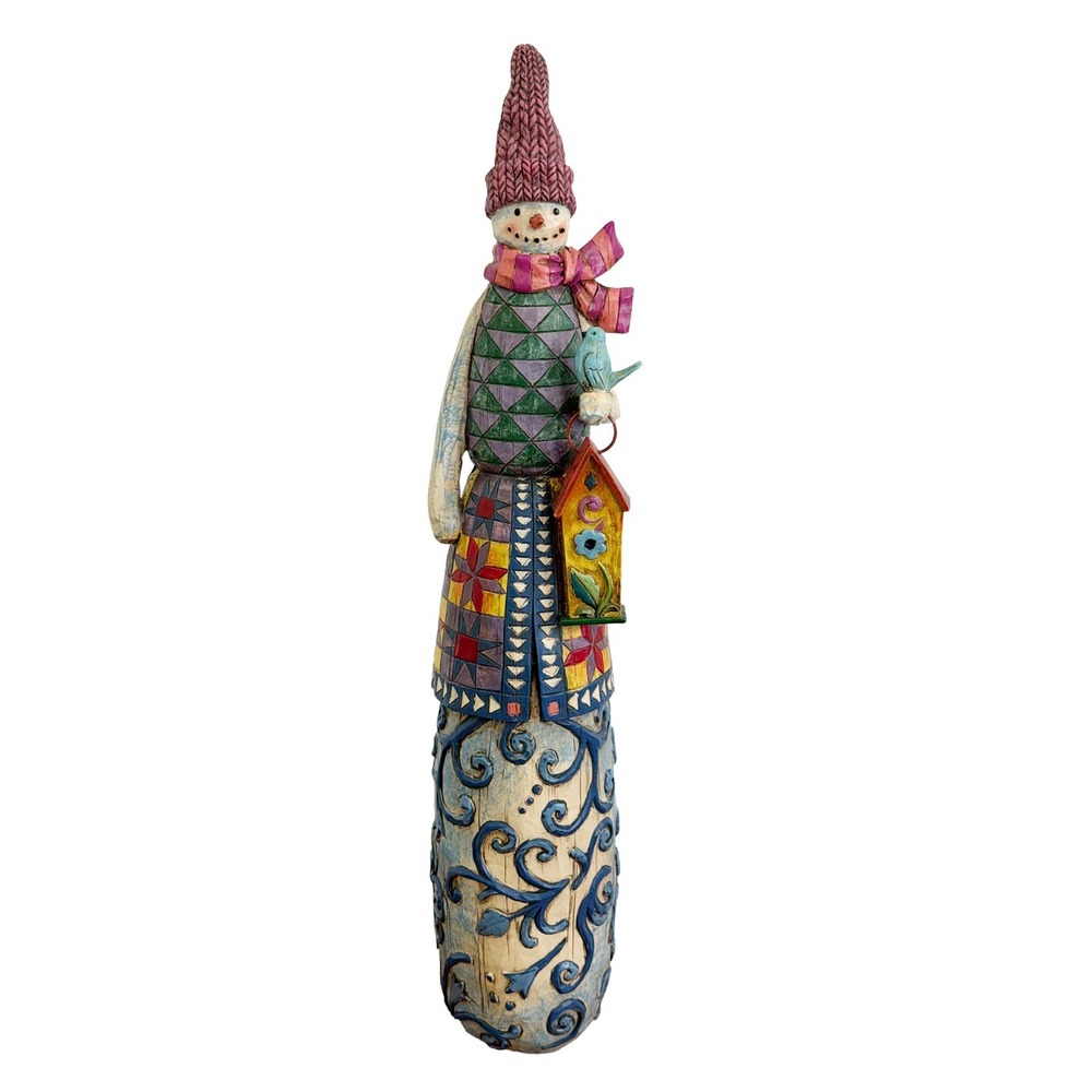 Jim Shore Snowman 16" Heartwood Creek "Winter Roost" 2004 Stone Resin Country